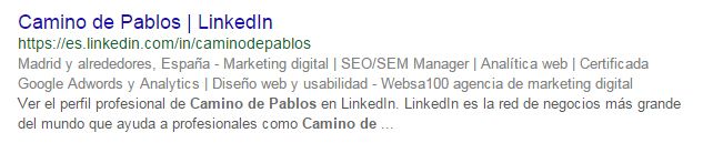 Posicionamiento en redes sociales: ejemplo LinkedIn